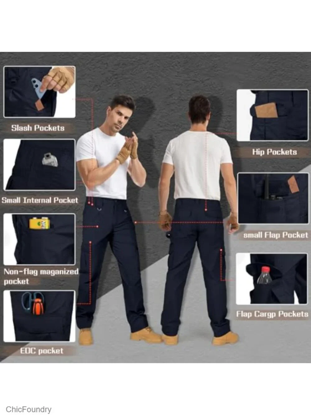 Men's Stretch Tactical Cargo Pants with Multiple Pockets